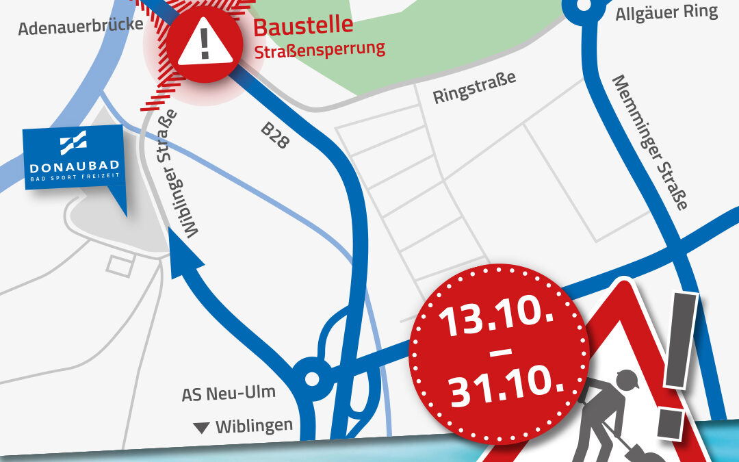 BAUSTELLE UNTERHALB BZW. AN ZU- & ABFAHRT ZUR ADENAUERBRÜCKE | bis Don. 31.10, Für PKW & Bus Umfahrung notwendig